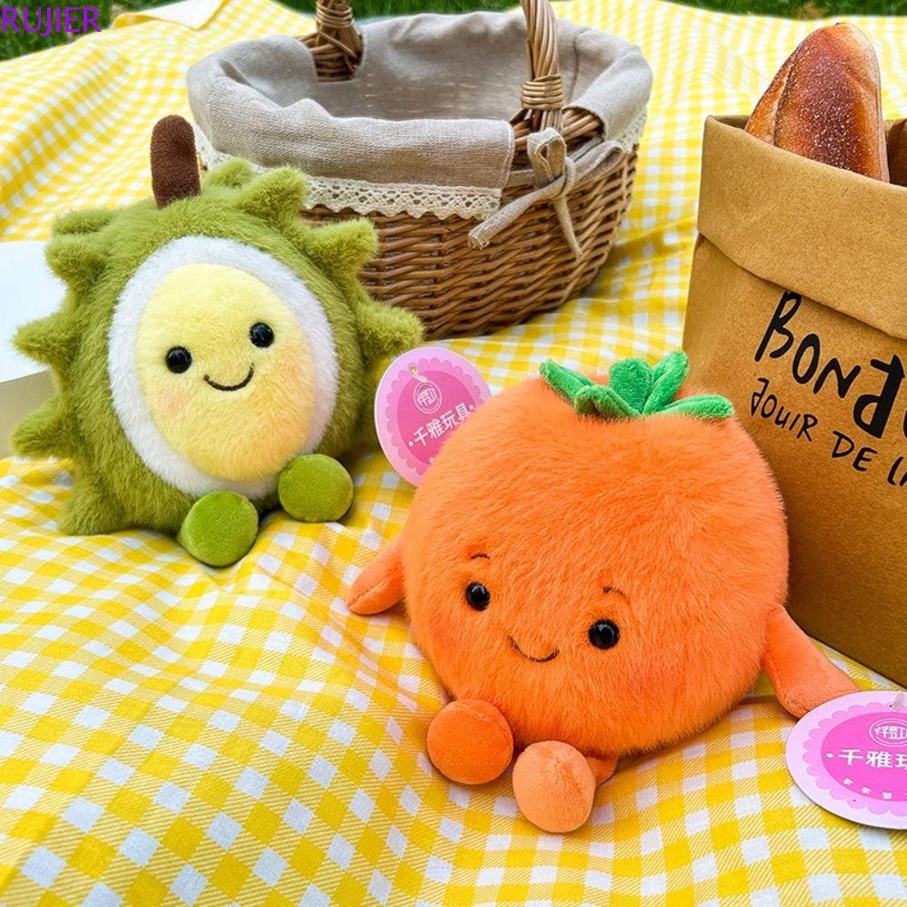 RUJIER Fruit Peach Plush Doll, ผลไม้มังกรหอม Durian Plush Toy พวงกุญแจ, Creative Fluffy Hami melon S