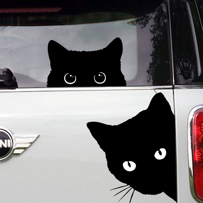 [One-Pair Package] Bumper Stickers Peeping Cat Cat Bumper Stickers Peeping Black Cat Door Window Aut