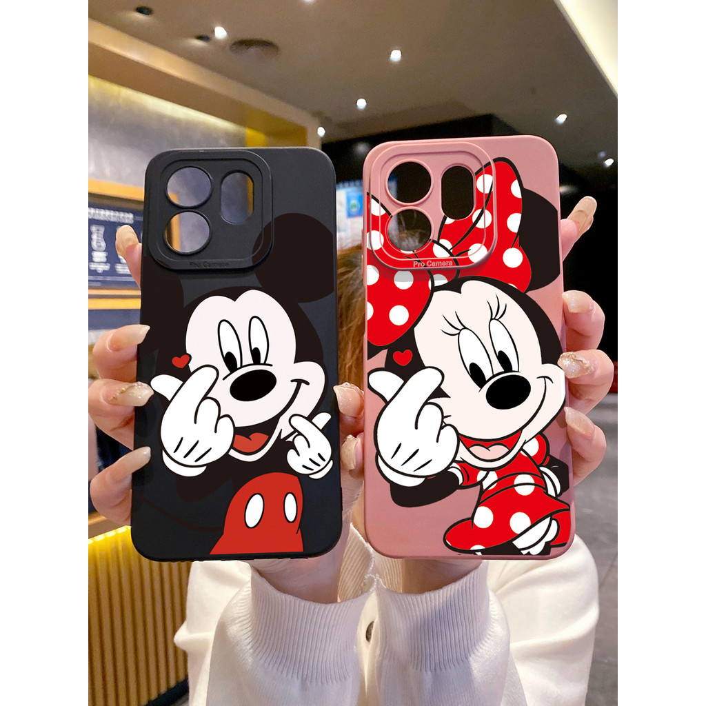 เข้ากันได้กับ iTel S25 Ultra A80 A70 Tecno Camon 40 Pro 4G Hand Heart Mickey Minnie Case TY Cover