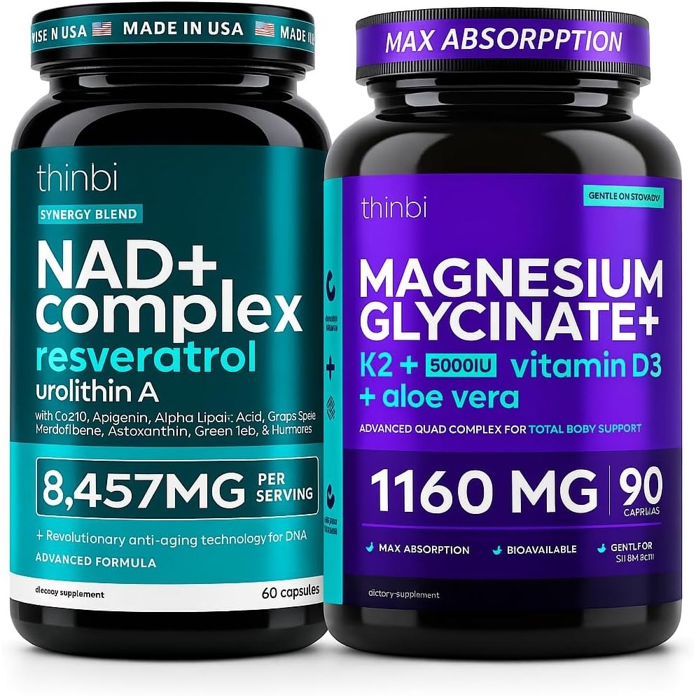 NAD+ Liposomal อาหารเสริม 8,457mg + Magnesium Glycinate 1160mg – Anti-Aging, Energy & Stress Support