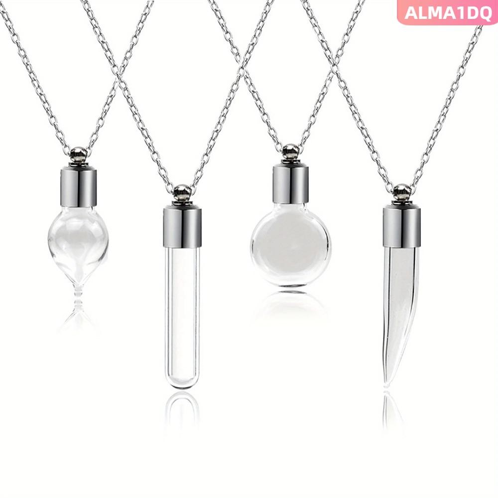 ALMA1DQ สร้อยคอขวดแก้ว สำหรับAshes ผู้ถือ Wishing ขวด, ของที่ระลึกบรรจุได้ DIY น้ำหอม Vial จี้
