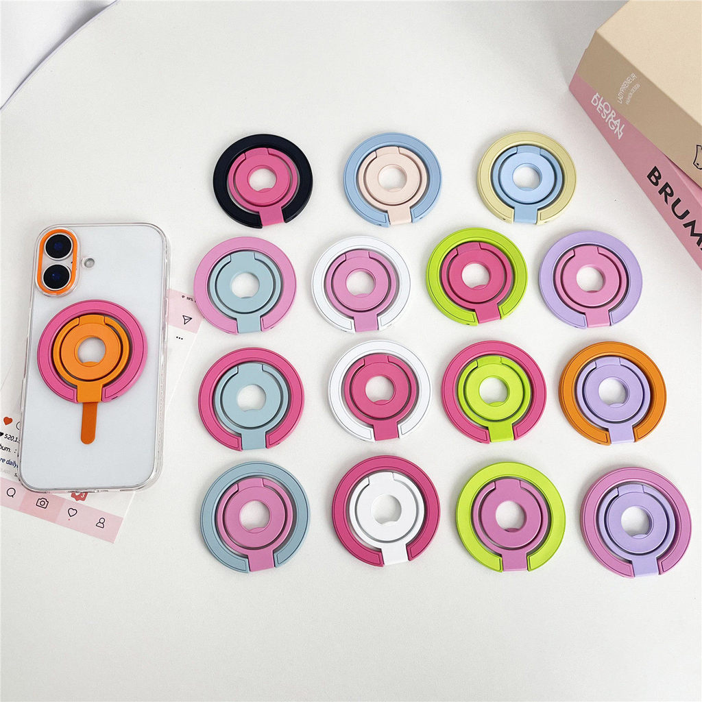 ขาตั้งแม่เหล็ก dopamine สีสันสดใสที่รองรับโทรศัพท์มือถือ MagSafe เดสก์ท็อปการยึดเกาะที่แข็งแกร่งแบบพับเก็บได้
