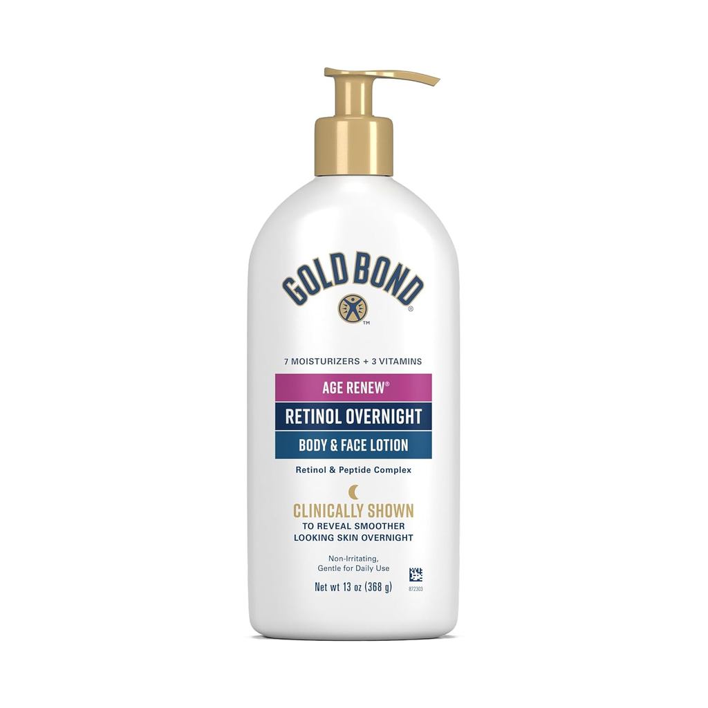 GoldBondAgeRenewRetinolOvernightBody&FaceLotion,RetinolFaceandBodyLotionwithPeptideComplex,13oz
