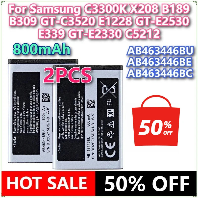 AB ใหม่เอี่ยม463446บ๊าบ463446บีเอบี463446BC แบตเตอรี่สําหรับ Samsung C3300K X208 B189 B309 GT-C3520 