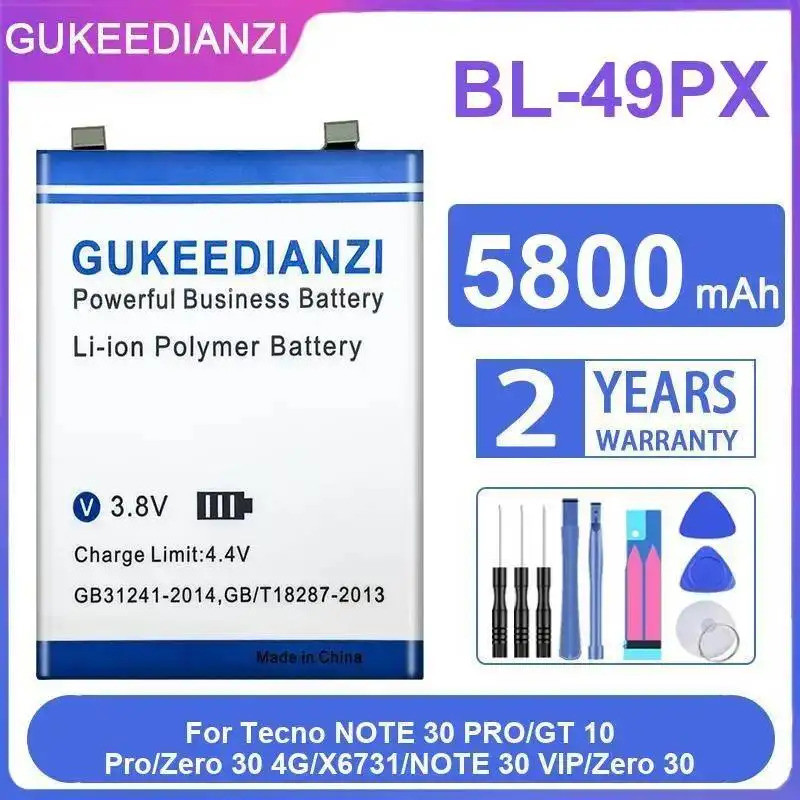 แบตเตอรี่โทรศัพท์มือถือ BL-49PX 5800mAh สําหรับ Tecno หมายเหตุ 30 Pro Vip GT 10 Pro Zero 30 4G X6731