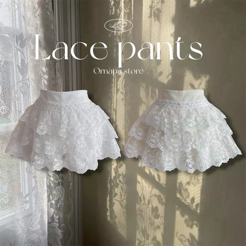Lace pants กางเกงลูกไม้ เอวสม็อค