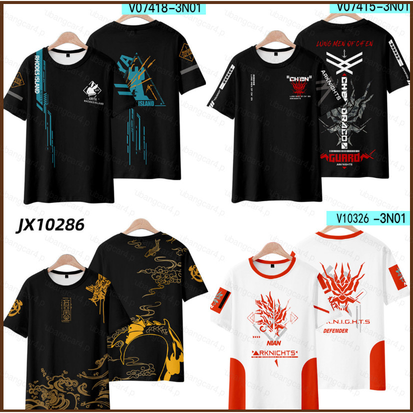 YB3 Arknights Tshirt แขนสั้น Tee Unisex เกมคอสเพลย์เสื้อ Harajuku อะนิเมะแฟชั่น Oversize Casual Graphic Top BY3