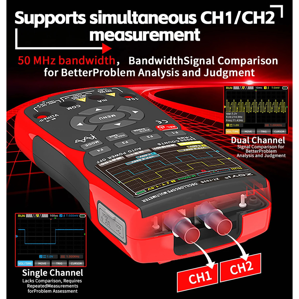 เนื้อที่ยอดเยี่ยม ZOYI ZT-703S Oscilloscope มัลติมิเตอร์,2 ช่อง Digital Oscilloscope พร้อมมัลติมิเตอ