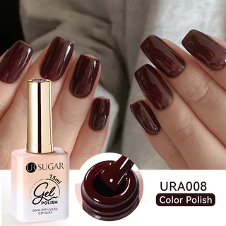 【Local】UR SUGAR 15ml Dark Red เล็บเจลกึ่งถาวรเคลือบเงา Soak Off Glitter Nail Art Base Top Coat UV LED เจล