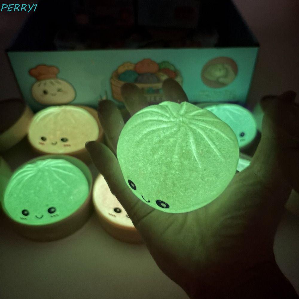 PERRY Dumpling Squishy ของเล่น,น่ารัก Soft Luminous Squishy Dumpling,สร้างสรรค์ช้า Rebound Pinch Glitter Sensory Fidget Ball เด็กผู้ใหญ่