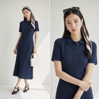 Lorra เดรสโปโลคอปก แขนสั้น ผ้ายืด ทรงตรง พลัสไซซ์ สาวอวบ M-3XL