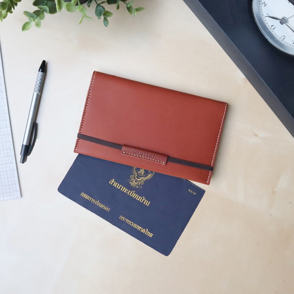 เคสเก็บสมุดบัญชีเล่มสั้นและเล่มยาว ทะเบียนบ้าน รุ่น Elast Bankbook L - Craftor