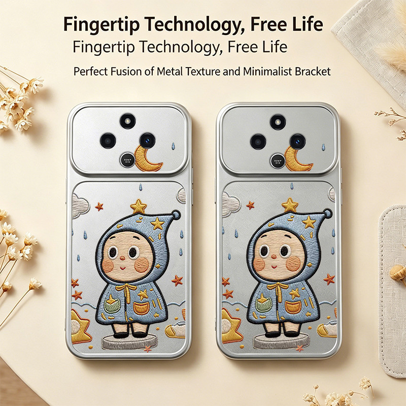 สําหรับredmi 14C 5G poco c75 m7 5G A3 PRO 4Gเคสโทรศัพท์Softcaseซิลิโคนกันกระแทกใหม่ออกแบบความงามโลหะเงินน่ารักการ์ตูนปักStarmanสําหรับชาย DSCXX3