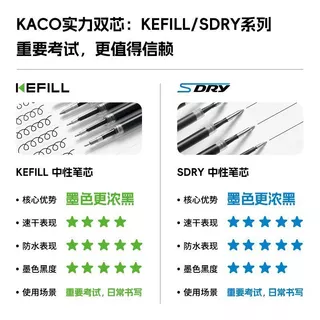 2026 สไตล์ใหม่ [KACO] KEFFILL เติมจุดคู่ Sub-Standard Medium Refill 10pcs รีฟิล 0.5 สีดําสีฟ้าสีแดงการเขียนคู่20260617
