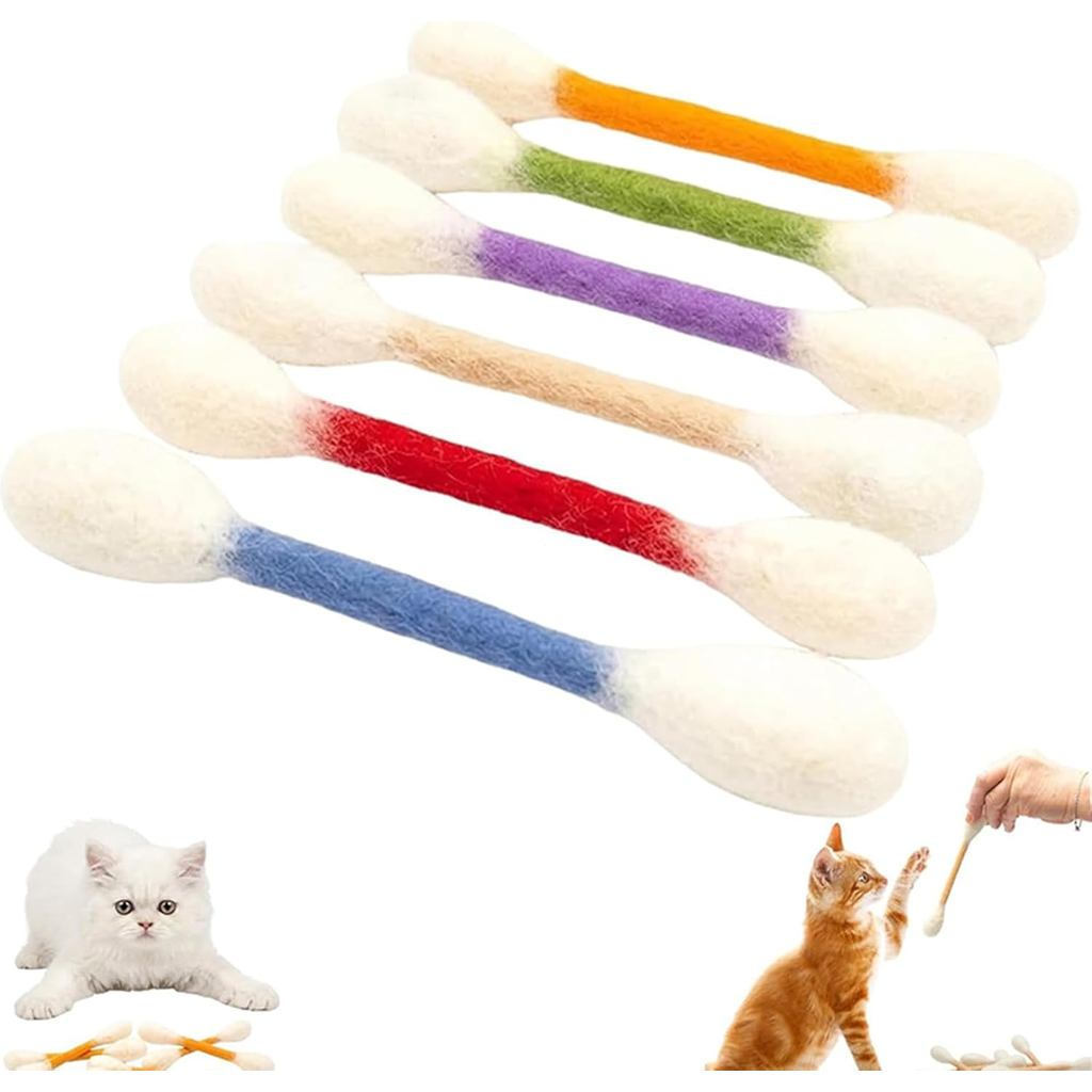 ของเล่นแมว คิวทีไอพี ยักษ์ | ไม้กวาดผ้าฝ้าย6ชิ้นของเล่นแมวบรรจุหญ้าชนิดหนึ่ง | ลูกแมวกัดกราม Interac