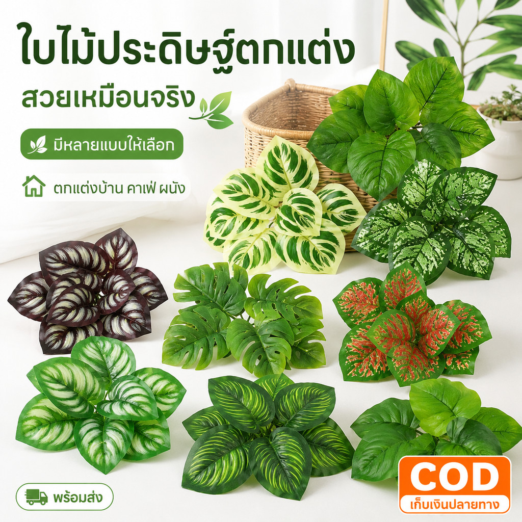 ต้นไม้ปลอมในกระถาง ใบเขียวสมจริง ไม่เหี่ยว ดูแลง่าย ตกแต่งบ้าน ออฟฟิศ ร้านค้า พร้อมส่ง COD
