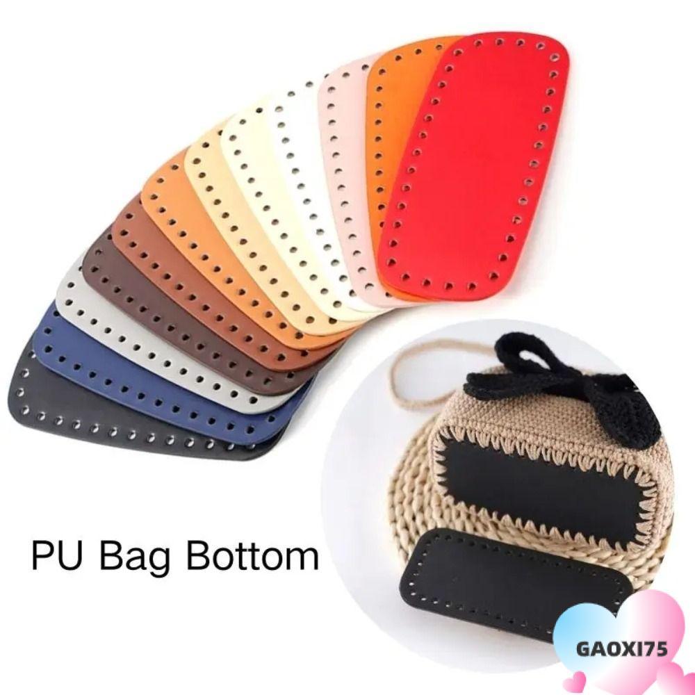 GOXI75 โครเชต์กระเป๋าด้านล่าง, รูปไข่ PU หนังยาวกระเป๋าด้านล่าง, DIY ทํากระเป๋ากระเป๋าหลุมถักกระเป๋าฐานกระเป๋าอุปกรณ์เสริม