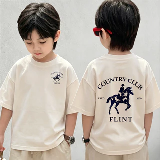 เสื้อยืดเด็ก ผ้าฝ้าย 100% เสื้อเด็กผู้ชาย แฟชั่น กีฬาขี่ม้า เสื้อยืดพิมพ์ลาย ไซส์ 90-150【จัดส่งตลอด 24 ชั่วโมง🚀】COD