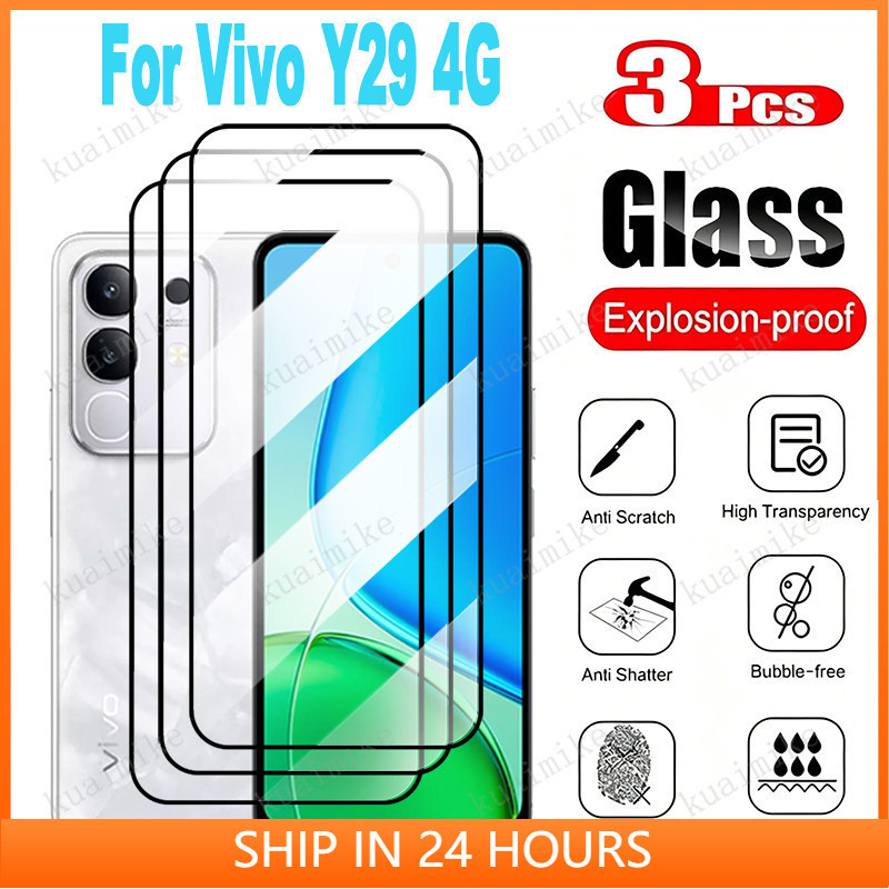 1-3 PCS 9H Ultra HD Clear Full CoverกระจกนิรภัยสําหรับVivo Y29 Y29s Y28 Y27 Y27s Y11d Y21d Y31d Y11 