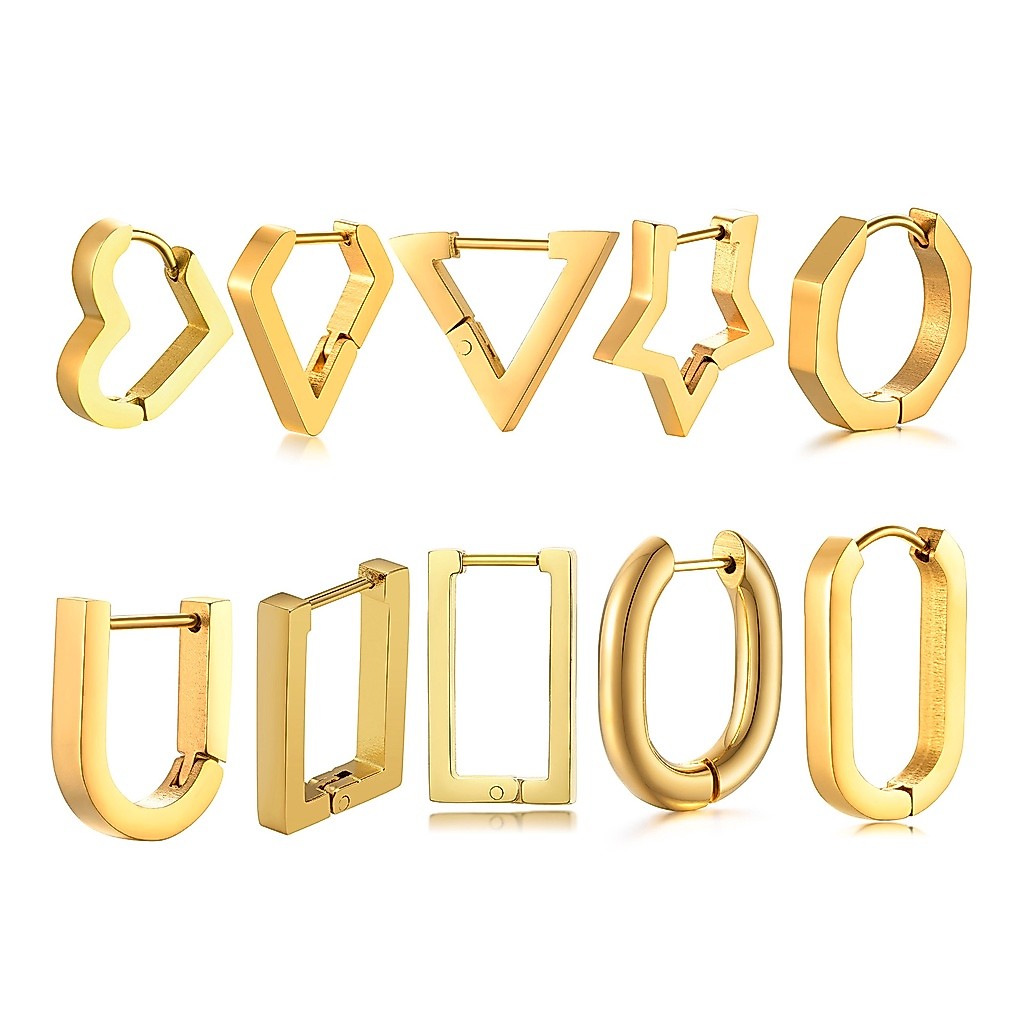 Vnox ต่างหูห่วง ชุบทอง 14K แบบหนา ทรงกลม น้ําหนักเบา ของขวัญ