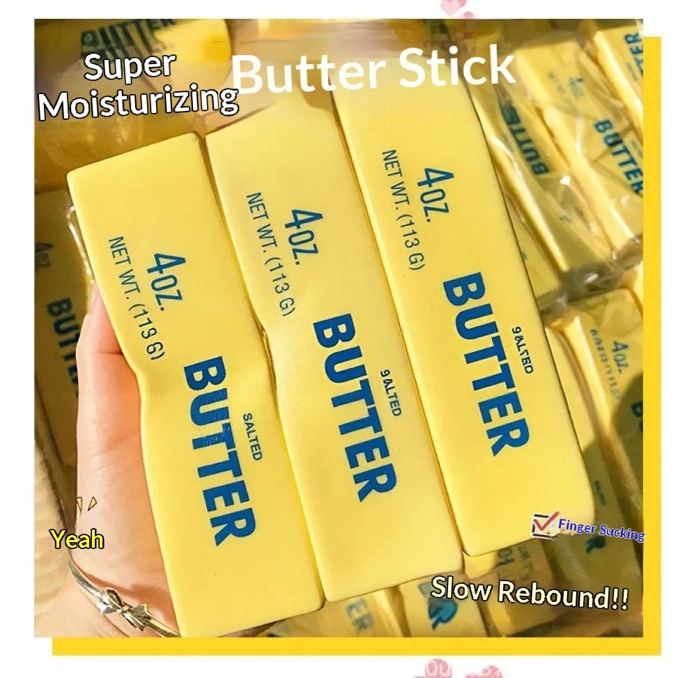 💛🧈Slow Rebound Squishy Butter Stick Super Soft Moist Japanese Kawaii Cartoon Finger Suction Food Toy Viral Stress Relief Fidget ของเล่นบีบเนยญี่ปุ่น นุ่มชุ่ม หนึบหนับ ดูดนิ้ว การ์ตูนน่ารัก คลายเครียด 2026
