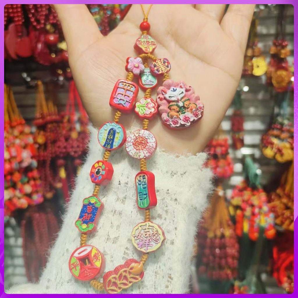 สร้อยคอ จี้ Cinnabar pendant painted fox mobile phone chain pendant DIY