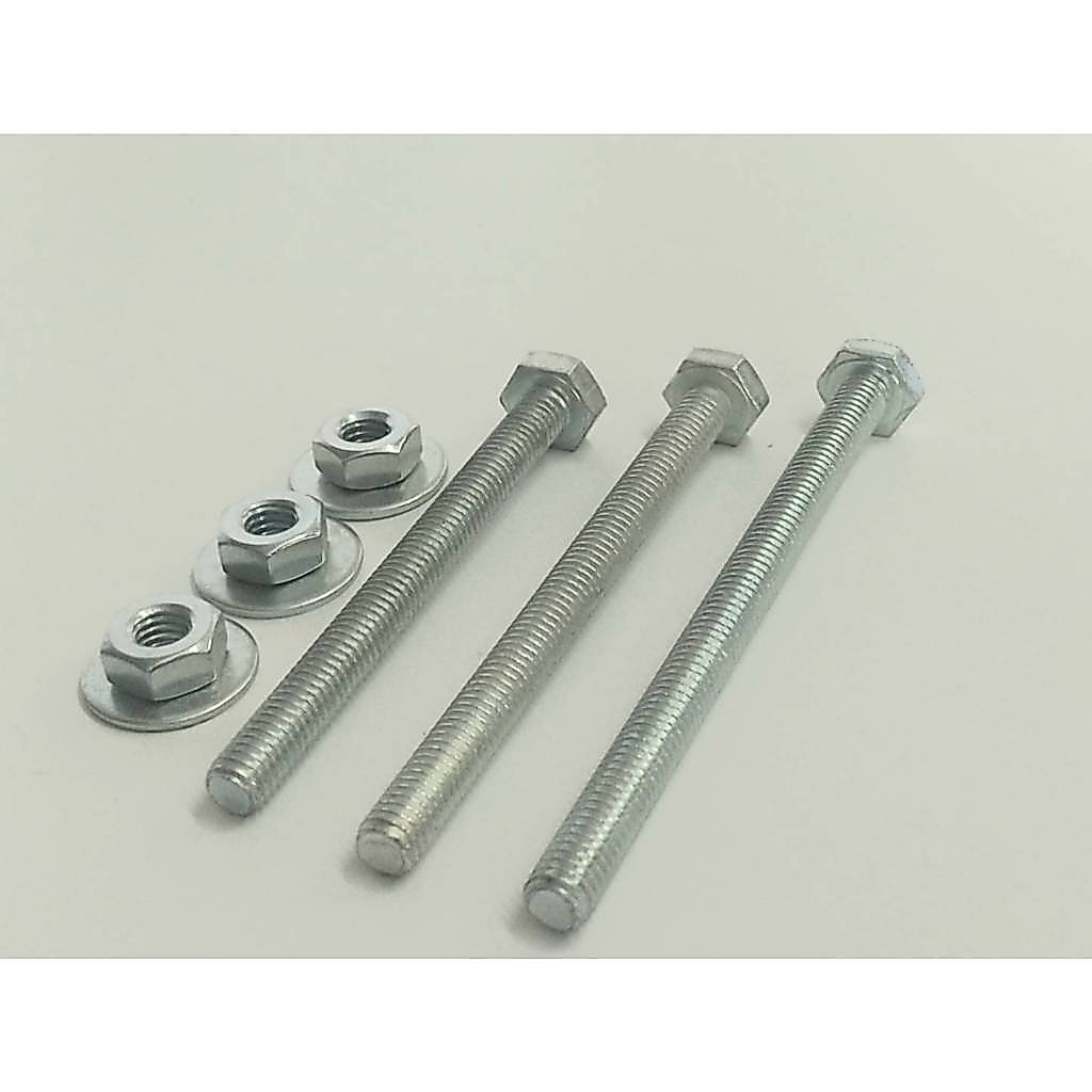 (ชุด) น็อตหัวหกเหลี่ยม 3/8"+น็อตตัวเมีย+แหวน เหล็กชุบซิงค์ ยาว 3/4" - 5"