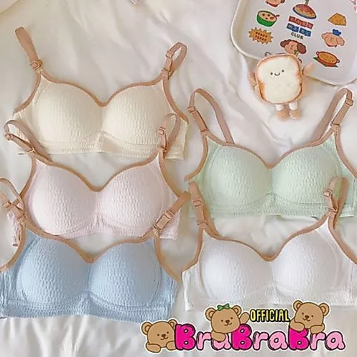 [ส่งจากไทย] 𝑩𝒓𝒂𝑩𝒓𝒂𝑩𝒓𝒂 #bra-243 เสื้อในดันทรง ผ้าฝ้าย สีพาสเทล ขอบตัด ไร้โครง