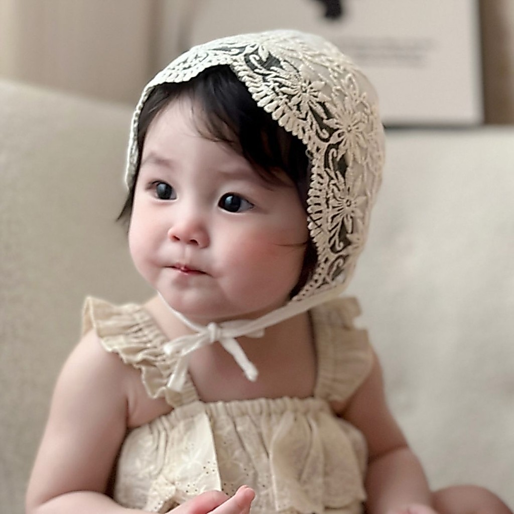 หมวกเด็กลูกไม้ลายดอกไม้น่ารักหวานเจ้าหญิง0-12 เดือน