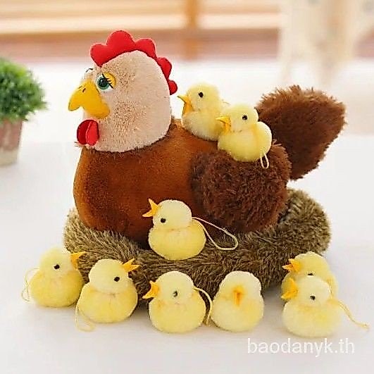 ตุ๊กตาสร้างสรรค์ออกไข่แม่เก่าตุ๊กตาของเล่นลูกไก่เรืองแสงดนตรีเล้าไก่ของเล่นตุ๊กตาไก่นักษัตร
