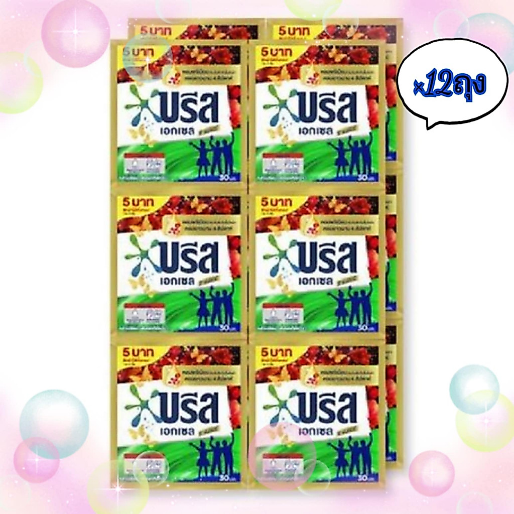 ( แพ็จเกจมีการเปลี่ยนแปลง ) พร้อมส่ง บรีสน้ำ น้ำยาซักผ้า บรีส น้ำยาซักผ้าแบบซอง 30ml X 12 ซอง สีแดง