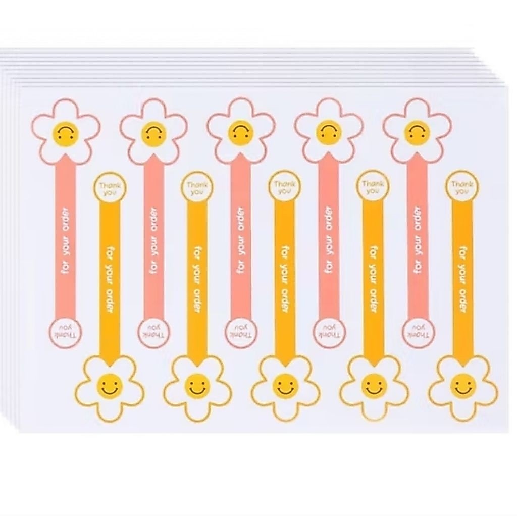 สติ๊กเกอร์คาดกล่อง 100ดวง ลายดอกไม้ for you order