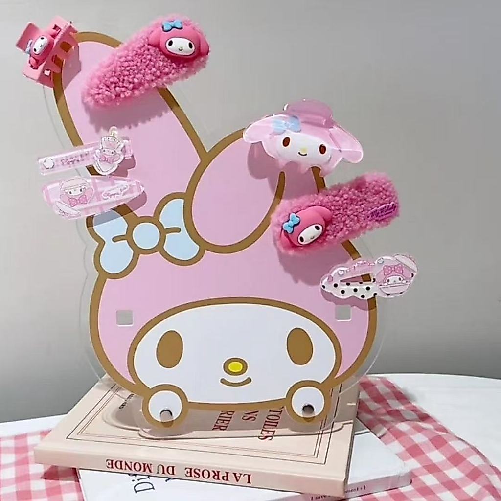 Sanrio Hello Kitty My Melody ชั้นเก็บแว่นตามาพร้อมกับวงเล็บเครื่องประดับกิ๊บติดผมชั้นเก็บน่ารักมูลค่าสูง Plexiglassเดสก์ท็อปตกแต่งของขวัญที่สมบูรณ์แบบ