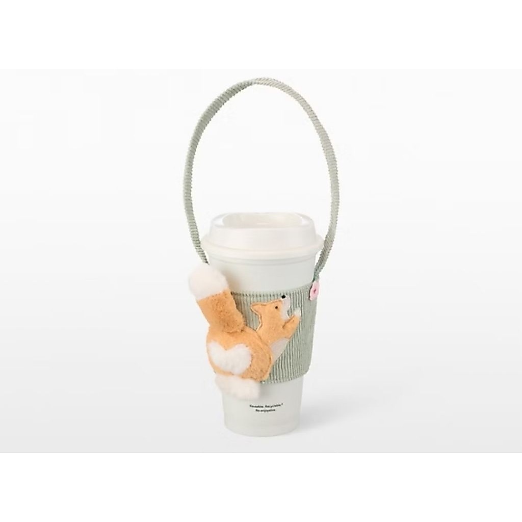 Starbucks::: 🌟 Corgi Cherry Blossom Cup Carrier ปลอกทัมเบลอร์สตาร์บัคส์✨แท้100%✨พร้อมส่ง✨