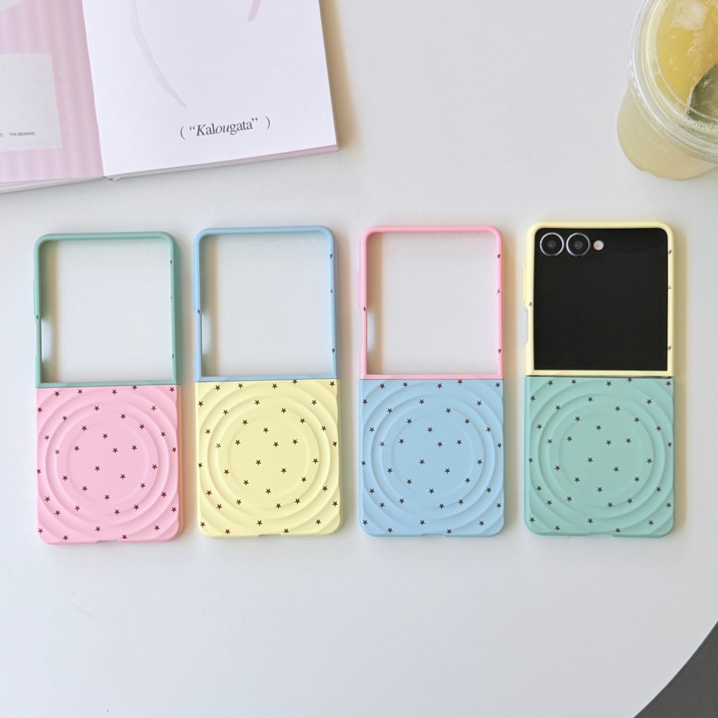 Creative Magnetic Stars Water Ripple รูปแบบบล็อกสีสําหรับ Samsung Galaxy Z Flip7 Z Flip6 Z Flip5 กันกระแทกปกหลัง