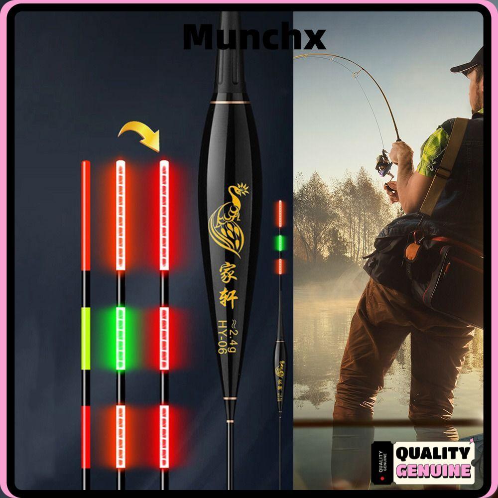 MUNCHX แสงลอย, ตัวบ่งชี้หางยาวตกปลาอิเล็กทรอนิกส์ลอย, คุณภาพสูง 2 แสงทุ่น Strike Slip Drift Tube Rock Fishing Floats Night Fishing