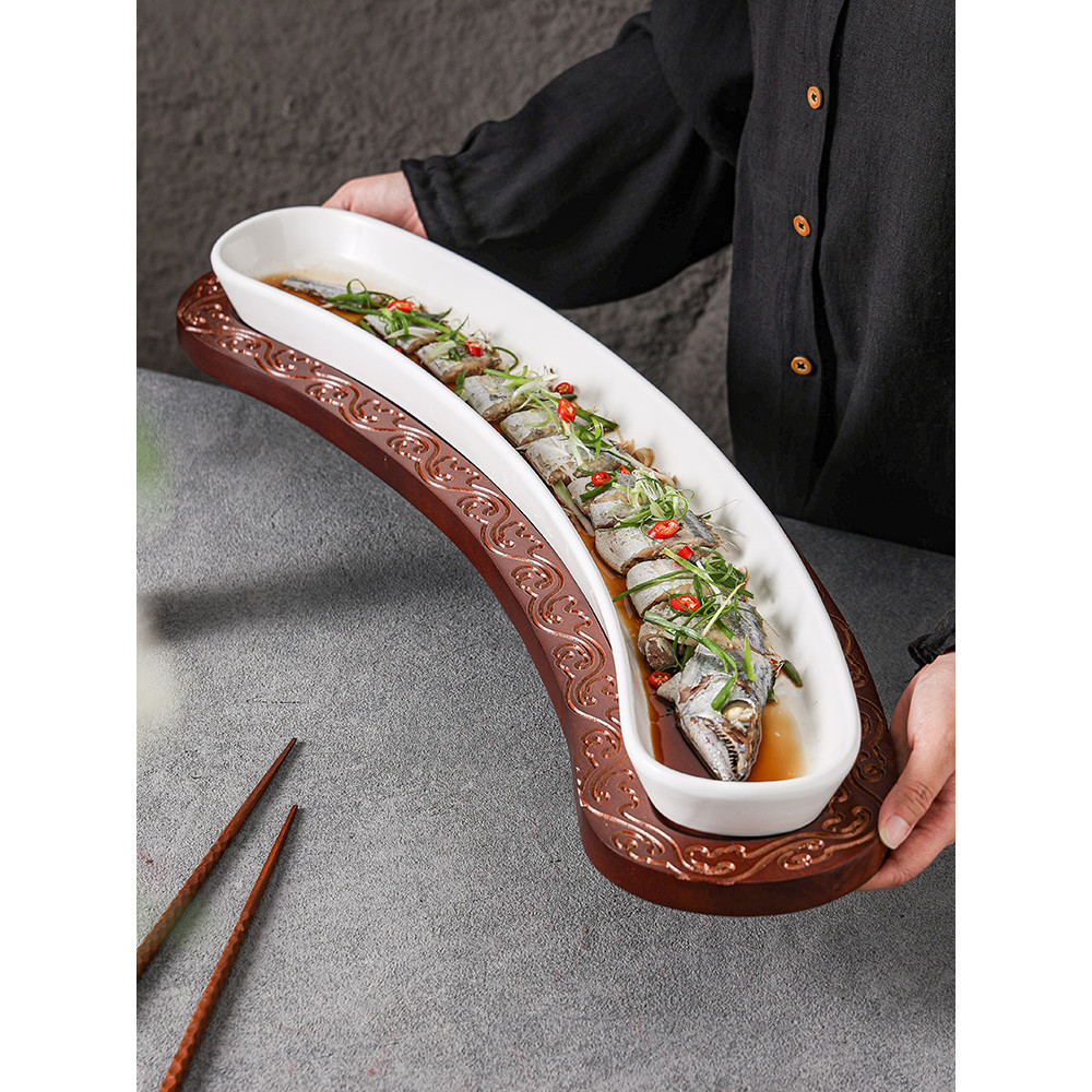Creative Hotel Artistic Conception Tableware 1m เซรามิคขนาดใหญ่ Saury พร้อมปลา Eel แผ่น Club Commerc