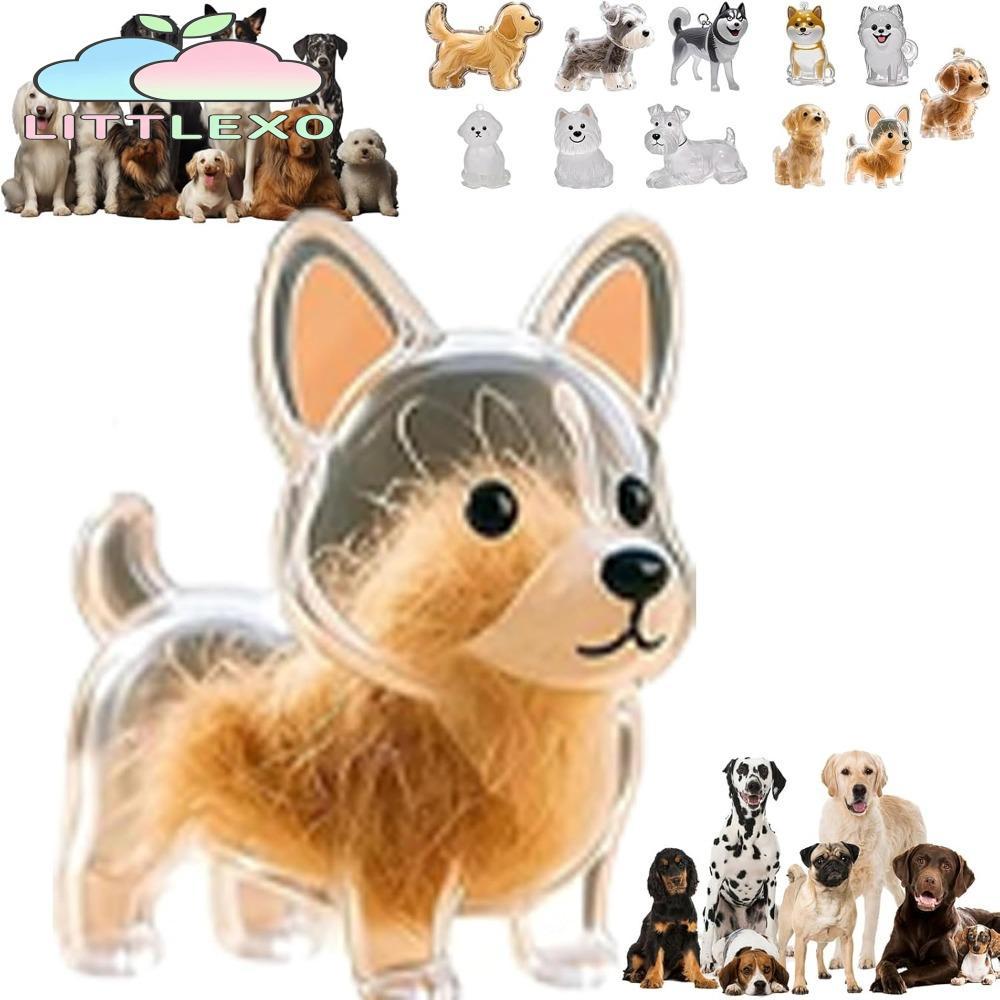 LITTLEX กล่องเก็บขนสุนัข, Bichon Husky Corgi จี้เก็บขนสุนัขใส, ของขวัญน่ารัก, จี้เก็บลูกผมสัตว์เลี้ยงแบบพกพาสําหรับรวบรวมแมวสุนัข