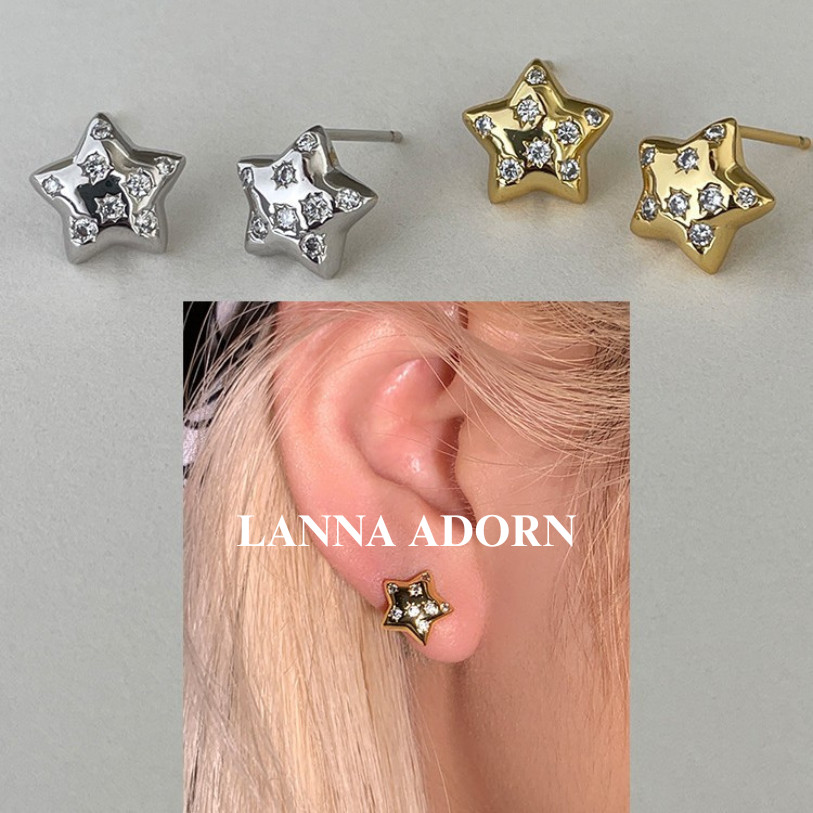 Xiaoxiang สไตล์ Five-Pointed Star เข็มเงินต่างหูหญิงหรูหรา High-End อารมณ์ต่างหูเพทายประณีต All-Match ฤดูร้อน