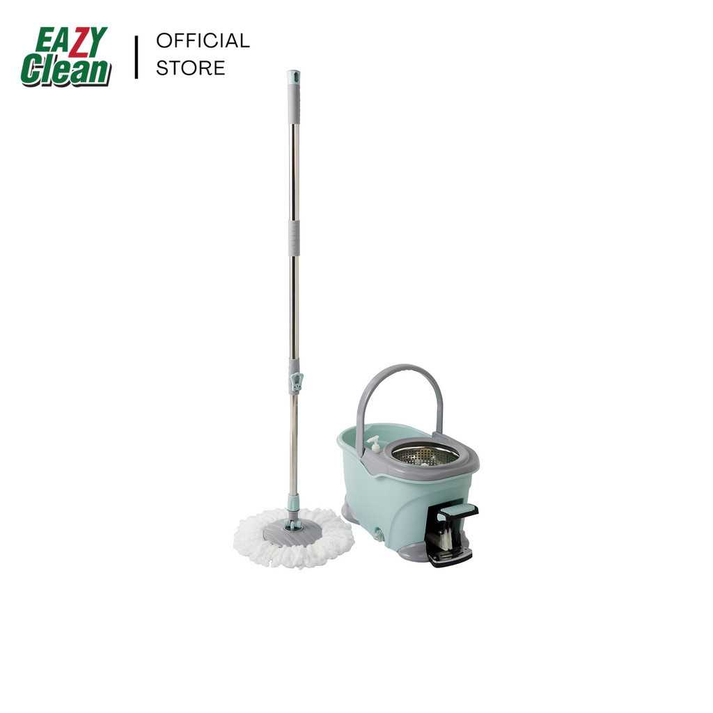 ชุดถังปั่น Spin Mop 2 in 1 แบบใช้เท้าเหยียบปั่นแห้งได้ สีเขียวอ่อน