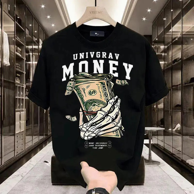 Top.basic🔥 เสื้อ oversize เสื้อแฟชั่น คอกลม ผ้าCOTTONโคตรนุ่ม ใส่สบาย ไม่ต้องรีด unisex "MONEY"เสื้อผู้ชาย【COD】