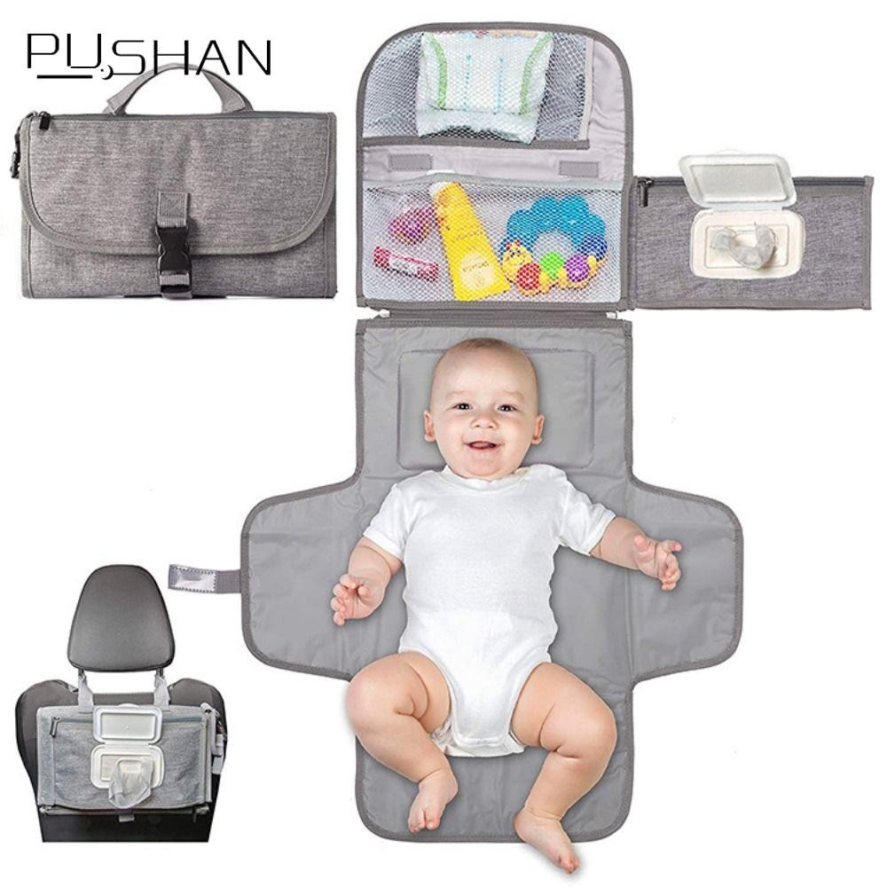 PUSHAN แผ่นรองเปลี่ยนแบบพกพา Baby Essentials 2 in 1 Travel Changing Station กระเป๋าผ้าอ้อม