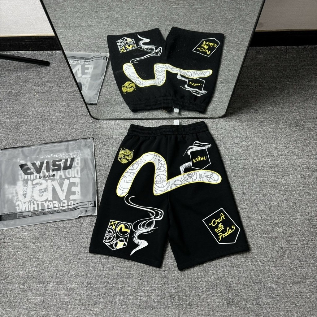 EVU กางเกงห้าจุดผ้าฝ้ายแท้พิมพ์ลายคลาสสิก ดีไซน์สำหรับทุกวัน
