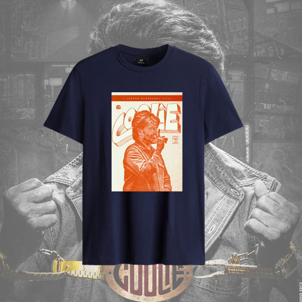เสื้อยืดโอเวอร์ไซส์BAJU Coolie Rajini T เสื้อ SUPER STAR RAJINI เสื้อ Coolie ภาพยนตร์ Baju ผ้าฝ้าย 1