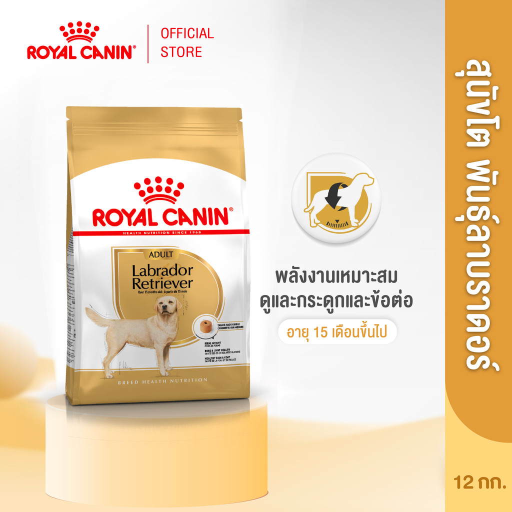 Royal Canin Labrador Retriever Adult 12kg อาหารเม็ดสุนัขโต พันธุ์ลาบราดอร์ รีทรีฟเวอร์ อายุ15เดือนขึ้นไป(โรยัล คานิน)