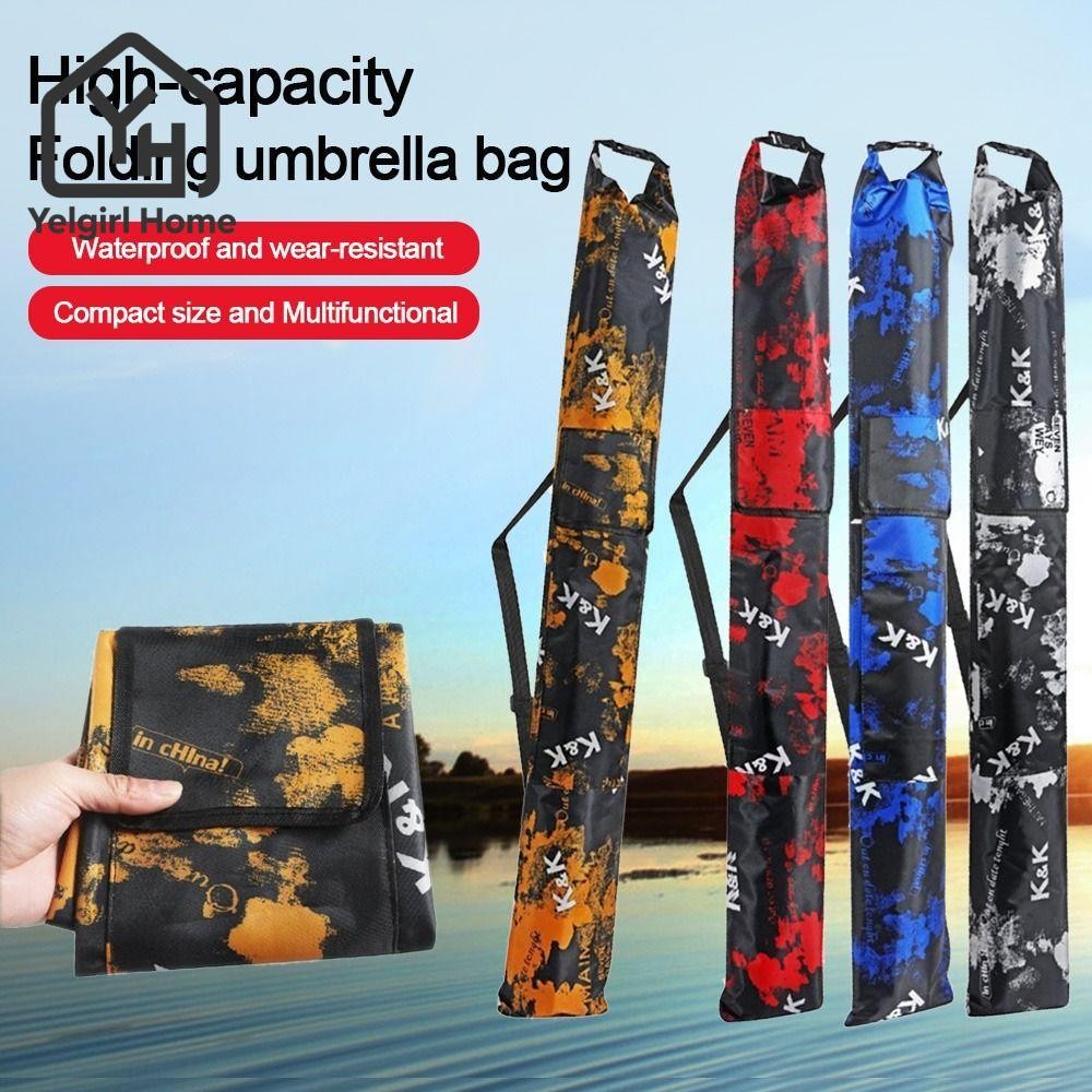 Yelgirlb กระเป๋าเก็บอุปกรณ์ตกปลาพับได้ - กันน้ำ ความจุใหญ่ พร้อมช่องจัดระเบียบคันเบ็ดและร่ม (แบบมัลติฟังก์ชันพกพาสะดวก)