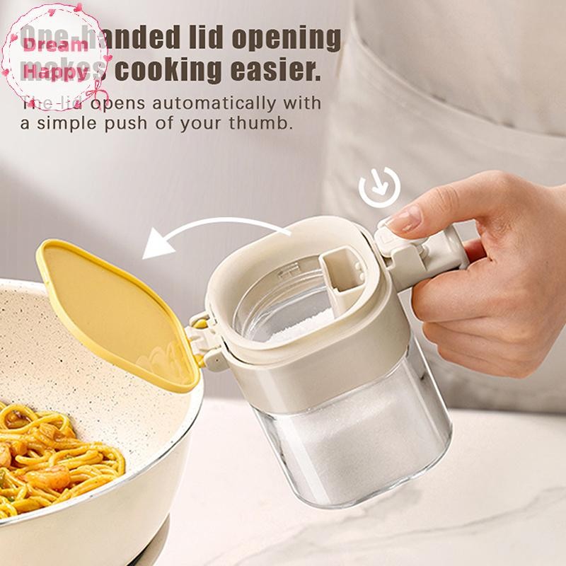 DreamHappy ขวดเครื่องปรุงรสแก้วปิดผนึก Moisture-Proof Leak-proof น้ําตาลและเกลือคอนเทนเนอร์กันฝุ่นขวดเครื่องเทศครัว TH