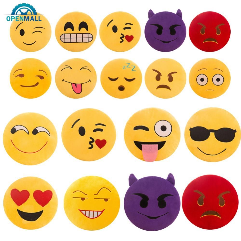 OPENMALL 20/30 ซม.Eโมจินุ่มสีเหลืองรอบเบาะอีโมติคอนยัดไส้ของเล่นตุ๊กตายิ้มหมอน Birthyday ของขวัญ Q9Y