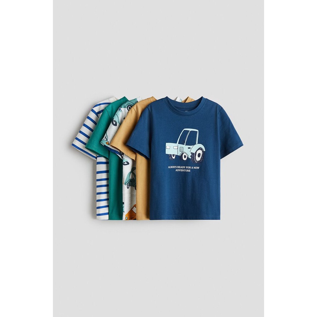 H&M(เอชแอนด์เอ็ม) ชุดเสื้อยืดคอตตอน 5 ตัว Boys 5-pack cotton T-shirts 1299986_1