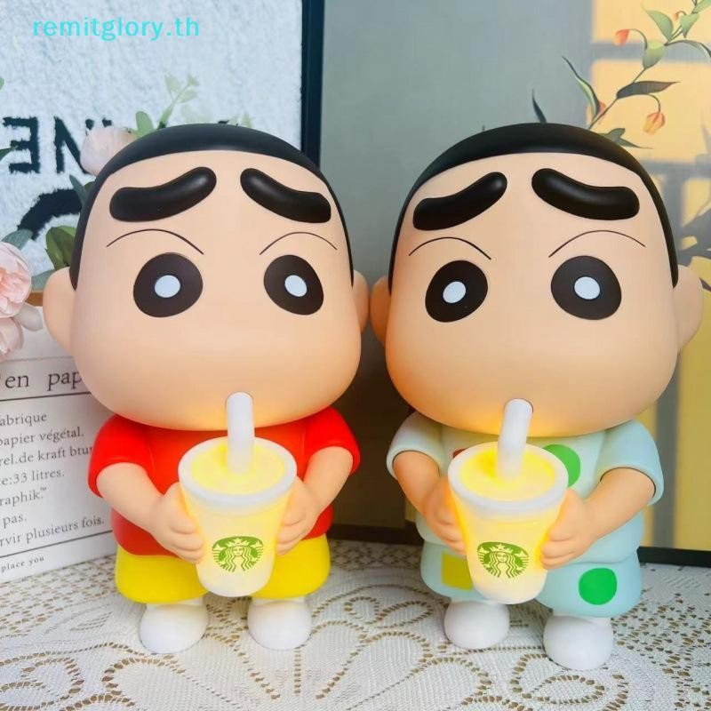 Remitglory 1 ชิ้นชานมไวนิลถ้วยเรืองแสงเครื่องประดับเดสก์ท็อป 25 ซม.ใหม่ Crayon Shin-Chan มือตุ๊กตา N